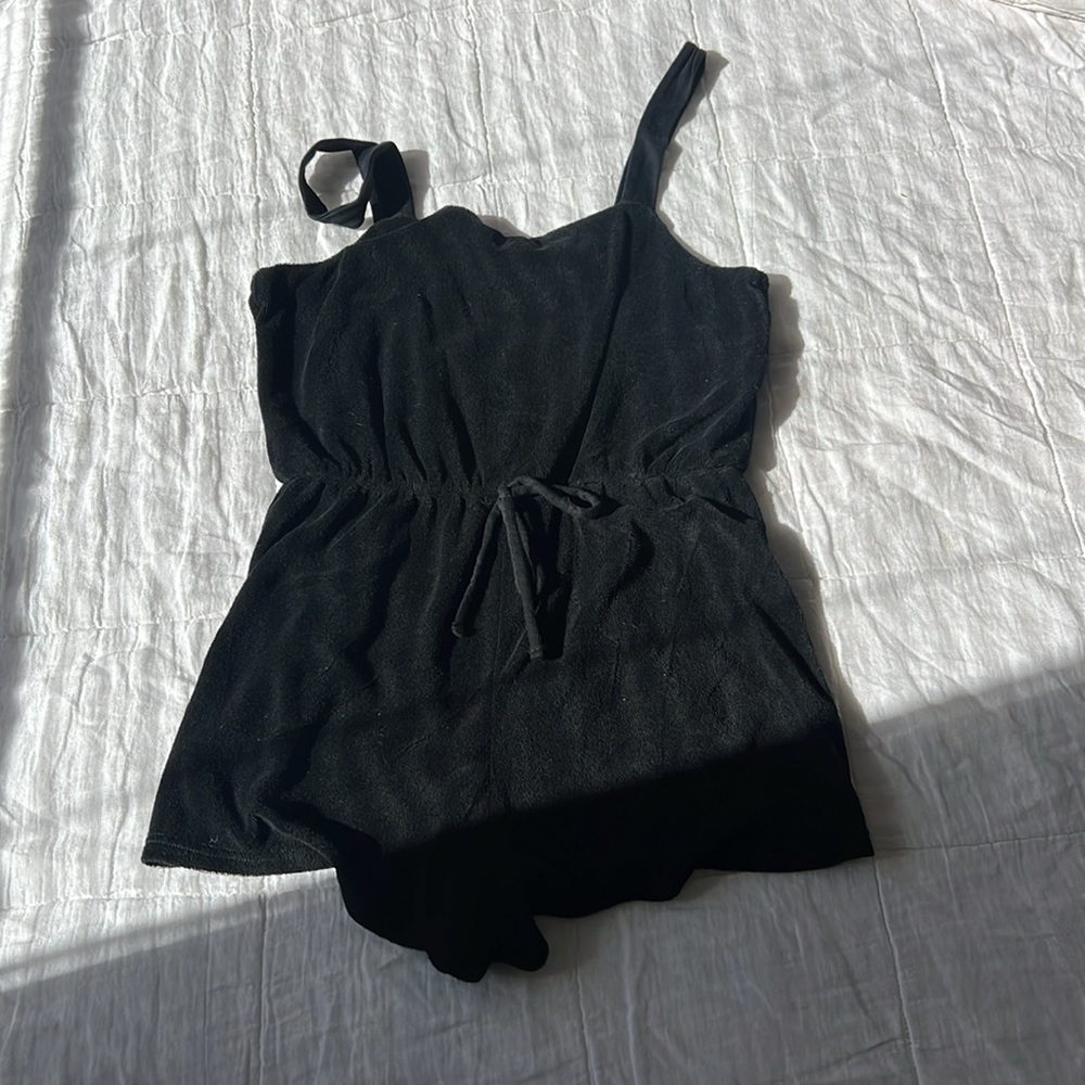 Top shop black terry cloth romper size small 4-6
